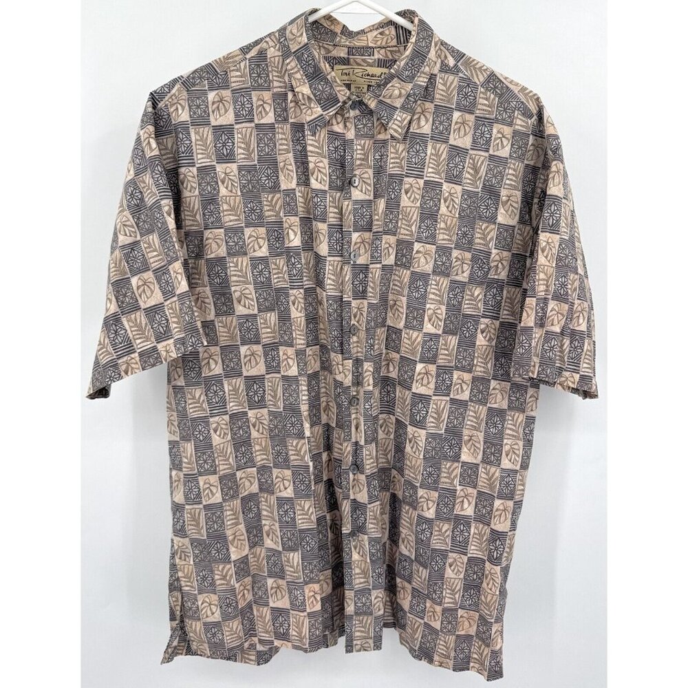 Tori Richard Cotton Lawn Shirt Mens M Leaf Print‎ Hawaii Made In USA